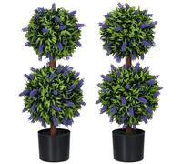 HOMCOM Set di 2 palline artificiali per albero di lavanda, grandi 70 cm, piante artificiali, in plastica, resistenti ai raggi UV, per soggiorno, camera da letto, ufficio, giardino, verde