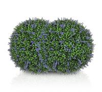 HOMCOM Set di 2 Piante Artificiali a Sfera con Fiori di Lavanda, Piante Finte Anti-UV per Casa e Giardino, Ø42 cm, Verde e Viola