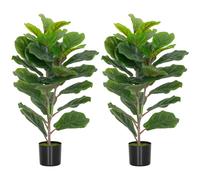 HOMCOM Set di 2 piante artificiali da interni 80 cm, albero artificiale con vaso in plastica e affollamento, pianta finta verde, decorazione per casa, ufficio, soggiorno, camera da letto