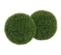 HOMCOM Set di 2 Piante Finte Sfera di Bosso Ø40cm, Piante Artificiali Decorative da Interno ed Esterno, Giardino, Ufficio, Soggiorno, Verde Scuro