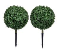 HOMCOM set di 2 piante artificiali di bosso grandi 70 cm con protezione UV, piante artificiali come vere con picchetti a terra per soggiorno camera da letto ufficio giardino decorazione moderna