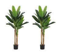 HOMCOM Set di 2 piante artificiali per interni, 150 cm, albero artificiale in vaso con foglie realistiche, pianta finta verde, decorazione per casa, ufficio, soggiorno, camera da letto