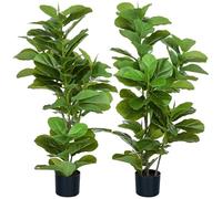 HOMCOM Set di 2 piante di fico artificiali con foglie alte 110 cm con vaso, Grande albero artificiale per la decorazione