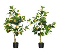 HOMCOM Set di 2 Piante Finte di Limone e Arancia Alte 120cm con Vaso