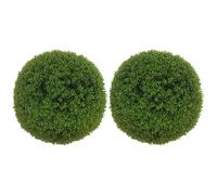 HOMCOM Set di 2 Piante Finte Sfera di Bosso Ø40cm, Piante Artificiali Decorative da Interno ed Esterno, Verde
