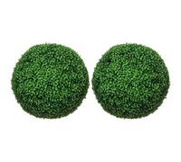 HOMCOM Set di 2 Piante Finte Sfera di Bosso Ø50cm, Piante Artificiali Decorative da Interno ed Esterno, Verde
