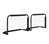 HOMCOM Set di 2 porte pieghevoli da calcio per porte da calcio portatili con supporto in metallo e rete per allenamento in giardino all'aperto, 90 x 36 x 60 cm, nero