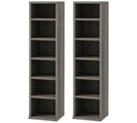 HOMCOM Set di 2 ripiani a colonna 21 x 22,5 x 88,5 cm, colore: Grigio | Armadietto per CD-DVD 6 + 6 scomparti, capacità max. 204 CD