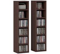 HOMCOM Set di 2 ripiani a colonna armadio CD-DVD 6 + 6 scomparti 21 x 19,2 x 88,3 cm capacità max. 160 CD Effetto Legno Marrone