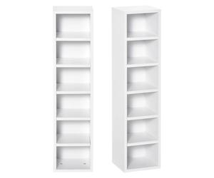 HOMCOM Set di 2 scaffali a colonna, mobile portaoggetti CD-DVD 6 + 6 scomparti dim. 21L x 19l x 88H cm Max. Capacità CD B