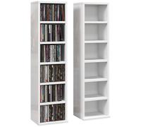 HOMCOM Set di 2 scaffali per CD Media Display 204 Blu-Ray con ripiani regolabili, libreria organizzatore, bianco lucido