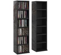 HOMCOM Set di 2 scaffali per CD Media Display 204 Blu-Ray Tower Rack w/ripiani regolabili libreria organizer portaoggetti, nero lucido