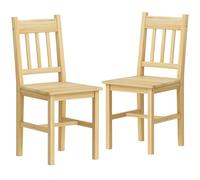 HOMCOM Set di 2 sedie da pranzo in legno di pino massiccio, sedie da cucina con schienale a doghe, seduta ampia, soggiorno, legno naturale