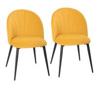 HOMCOM Set 2 Sedie da Pranzo Imbottite con Schienale a Conchiglia in Velluto, 52x55x79 cm, Giallo Aosom Italy