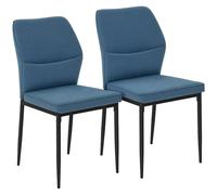 HOMCOM Set di 2 sedie da pranzo in velluto, moderne e imbottite con gambe in metallo, schienale curvo e seduta imbottita, senza braccioli, per sala da pranzo, camera da letto, soggiorno, colore: blu