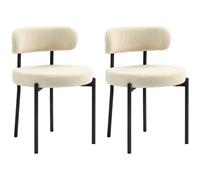 HOMCOM Set di 2 Sedie da Pranzo Moderne in Tessuto Sherpa, Beige