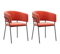 HOMCOM Set di 2 sedie da pranzo sedia da cucina gambe in acciaio, seduta rivestita in tessuto effetto velluto, per sala da pranzo, soggiorno, cucina, dim. 57L x 53L x 73H cm arancione