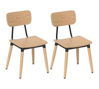 HOMCOM Set di 2 sedie da pranzo sedie da cucina moderne con gambe in acciaio e schienale curvo per sala da pranzo, camera da letto, soggiorno, effetto legno naturale