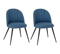 HOMCOM Set di 2 sedie da pranzo, sedie da cucina moderne imbottite con gambe in metallo, schienale a conchiglia e seduta imbottita per sala da pranzo, camera da letto, soggiorno, vanità, blu