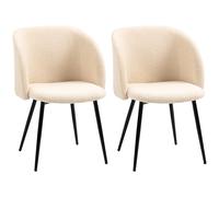 HOMCOM Set di 2 sedie Moderno da pranzo con schienale dell'imbottitura di 5 cm in tessuto e gambe in acciaio, beige nero Aosom Italy