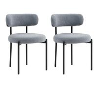 HOMCOM Set di 2 sedie per sala da pranzo, sedia da cucina moderna, sedia da soggiorno imbottita in tessuto effetto lana riccio con schienale e gambe in acciaio nero, per soggiorno camera da letto