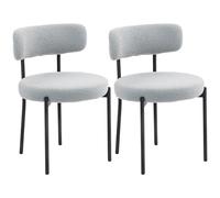 HOMCOM Set di 2 sedie per sala da pranzo, sedia da cucina moderna, sedia da soggiorno imbottita in tessuto effetto lana riccio con schienale e gambe in acciaio nero, per soggiorno camera da letto