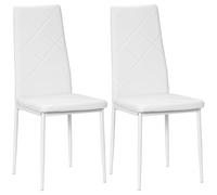 HOMCOM Set di 2 Sedie Sala da Pranzo in Finta Pelle, Sedie Cucina con Schienale Alto con Cuciture a Diamante e Gambe in Acciaio, Sedia Moderne per Cucina, Camera da Letto, Ufficio e Soggiorno, Bianco