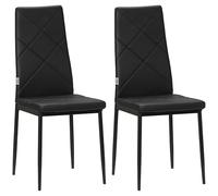 HOMCOM Set di 2 Sedie Sala da Pranzo in Finta Pelle, Sedie Cucina con Schienale Alto con Cuciture a Diamante e Gambe in Acciaio, Sedia Moderne per Cucina, Camera da Letto, Ufficio e Soggiorno, Nero