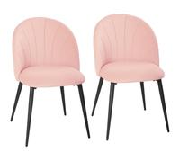 HOMCOM Set di 2 Sedie Sala da Pranzo in Velluto Gambe Acciaio Rosa
