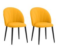 HOMCOM Set di 2 Sedie Sala da Pranzo, Sedie Cucina Moderne con Schienale a Conchiglia e Gambe in Metallo, Sedia in Velluto con Imbottita per Cucina, Camera da Letto, Ufficio e Soggiorno, Giallo