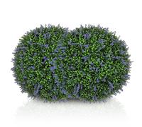 HOMCOM set di 2 sfere topiarie artificiali da 42 cm, piante finte decorative color lavanda resistenti ai raggi UV, decorazione per