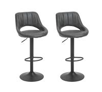 HOMCOM Set di 2 sgabelli alti da Bar con Altezza Regolabile e Poggiapiedi, in Similpelle e Metallo, 44x49x90-110cm Grigio Aosom Italy