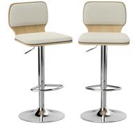 HOMCOM Set di 2 sgabelli alti da cucina girevoli a 360°, sgabelli da bar regolabili in altezza da 81 a 102 cm, rivestiti in lino, poggiapiedi, per sala da pranzo, bancone, beige