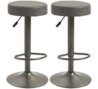 HOMCOM Set di 2 Sgabelli da Bar con Poggiapiedi, 35x36x64-85cm Grigio