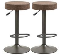 HOMCOM Set di 2 Sgabelli da Bar con Poggiapiedi, 35x36x64-85cm Marrone