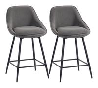 HOMCOM Set di 2 sgabelli da bar con rivestimento in corda e gambe in acciaio, Grigio Aosom Italy