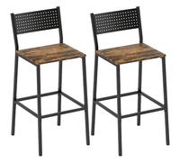 HOMCOM Set di 2 Sgabelli da Bar con Schienale in Stile Industriale, Sgabelli Alti da Cucina e Bancone Bar con Poggiapiedi Integrato e Schienale, per Soggiorno e Salotto, Marrone Rustico