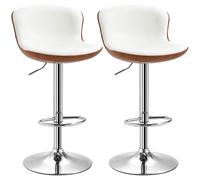 HOMCOM Set di 2 Sgabelli da Bar Design Contemporaneo Altezza d'assise regolabile 64-85 cm girevoli 360° rivestimento sintetico Crema Imitazione Legno