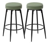 HOMCOM Set di 2 sgabelli da bar girevoli a 360 gradi, sgabelli da banco per cucina con poggiapiedi, in ecopelle con cuciture, sgabelli da bar moderni per l'isola della colazione, alti 69 cm, verdi