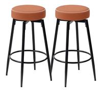 HOMCOM Set di 2 sgabelli da bar girevoli a 360 gradi, sgabelli da banco per cucina con poggiapiedi, in ecopelle con cuciture, sgabelli da bar moderni per l'isola della colazione, altezza 69 cm,
