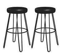 HOMCOM Set di 2 sgabelli da bar in stile industriale con poggiapiedi, gambe a U, seduta imbottita, dim. Ø 45 x 77H cm, nero