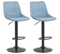 HOMCOM Set di 2 sgabelli da bar regolabili con altezza da bancone, sedie girevoli a 360°, con poggiapiedi, per casa, pub, blu