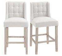 HOMCOM set di 2 sgabelli da bar sedie moderne da cucina sgabelli da bistrot sgabelli da bar per cucina con schienale sgabello da banco lino-touch legno di gomma beige 47 x 50 x 101 cm