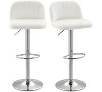 HOMCOM Set di 2 sgabelli da bar, sgabelli da cucina alti con sedile girevole di 81 cm di altezza, schienale e poggiapiedi, rivestimento in velluto, facile montaggio, stile moderno, crema