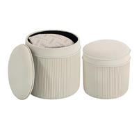 HOMCOM Set di 2 sgabelli rotondi portaoggetti, 36x36x41,5cm, Bianco crema