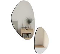 HOMCOM Set di 2 specchi da parete, specchi decorativi a forma di ciottolo irregolare con cornice in metallo, per soggiorno, corridoio, camera da letto, corridoio, nero