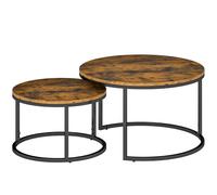 HOMCOM Set di 2 tavolini bassi componibili dal design industriale, piano effetto legno rustico e gambe in metallo, Marrone Aosom Italy