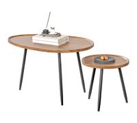 HOMCOM Set di 2 Tavolini da Caffè Sovrapponibili in Legno e Metallo
