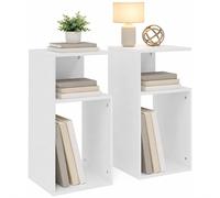 HOMCOM Set di 2 Tavolini da Salotto Moderni con Ripiano Aperto, Bianco