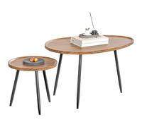 HOMCOM Set di 2 Tavolini da Caffè Sovrapponibili in Legno e Metallo